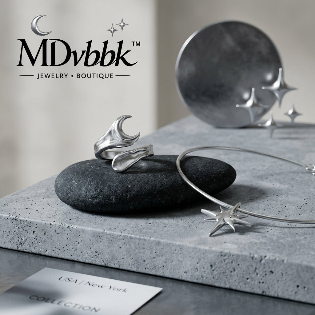 *MDvbbk Celestial Crescent Moon & Starburst Silver-Tone Jewelry Set*