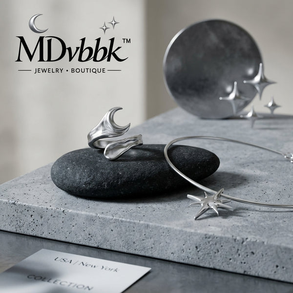 *MDvbbk Celestial Crescent Moon & Starburst Silver-Tone Jewelry Set*