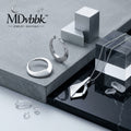 MDvbbk Silver-Tone Geometric Bracelet and Ring Hand Chain Set with Sparkling Accent