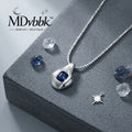 MDvbbk Silver-Tone Blue Stone Pendant Necklace for Women, Modern Teardrop Statement Jewelry*