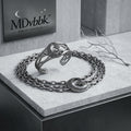 *MDvbbk Men’s Silver-Tone Crescent Moon & Star Chain Necklace and Open Cuff Bracelet Set*