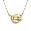 *MDvbbk Silver-Tone Crescent Moon & Star Pendant Necklace for Women*