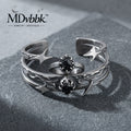 *MDvbbk Celestial Star & Moon Cuff Bracelet and Ring Set, Silver-Tone Gothic Jewelry for Women*