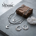 *MDvbbk Moon & Star Layered Necklace & Logo Hoop Earrings Jewelry Set*